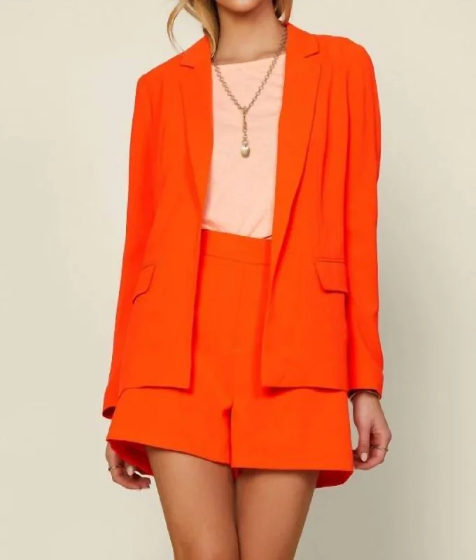 Eco Friendly Long Sleeve Blazer In Neon Orange