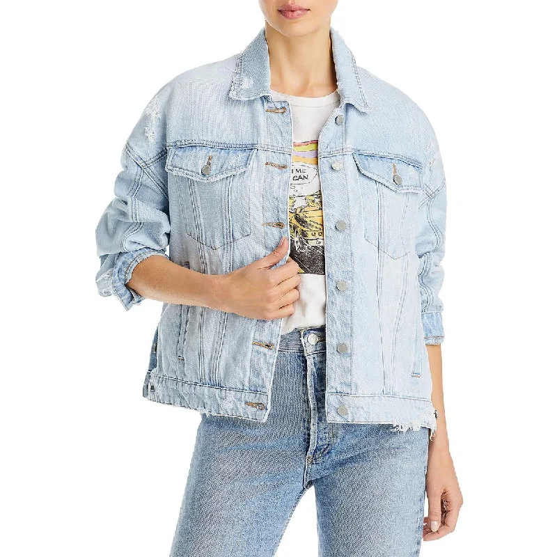 [BLANKNYC] Womens Distressed Collared Denim Jacket