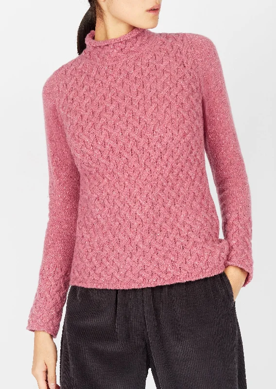 IrelandsEye Women's Trellis Aran Sweater | Bubblegum