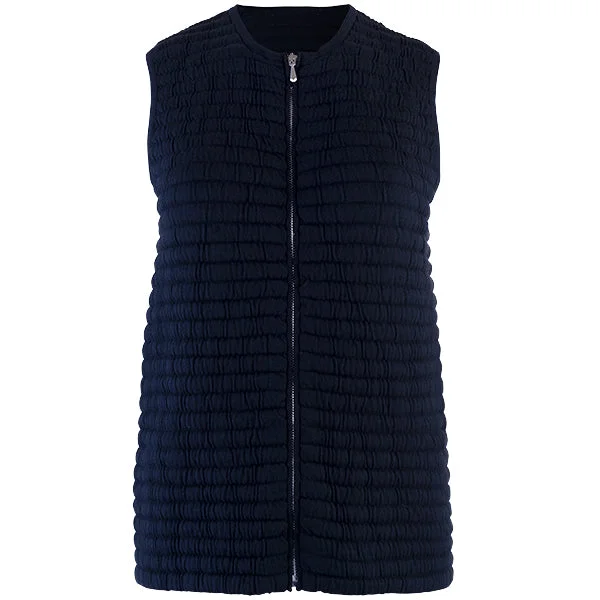 Knitted Zip Sleeveless Vest in Navy