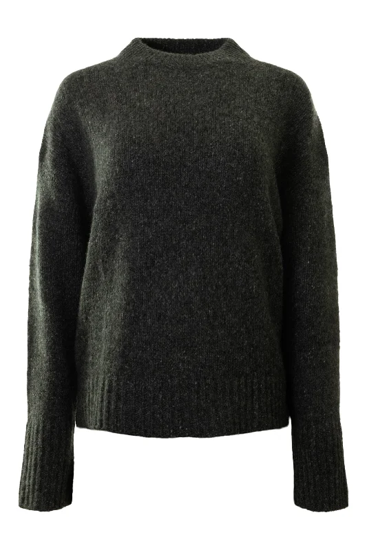 White & Warren Donegal Cashmere Easy Crewneck in Speckled Charcoal